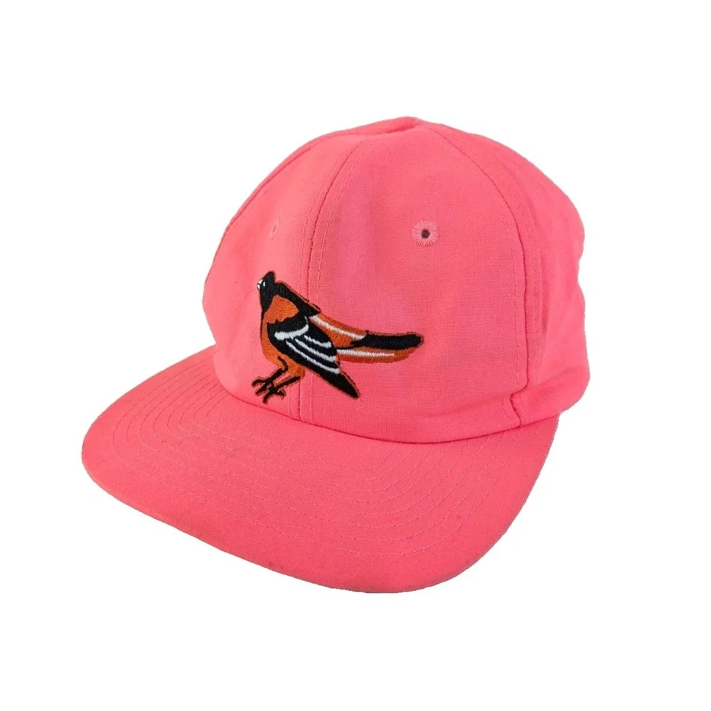 Vintage Baltimore Orioles Womens Hat Pink Snapback MLB 90s Bird Logo Neon Hot